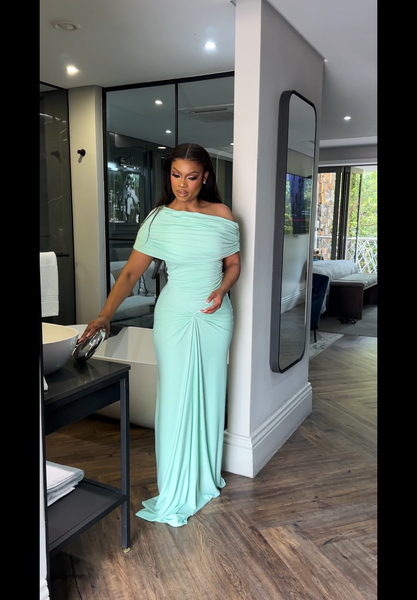 Draped mint dress(new stock)