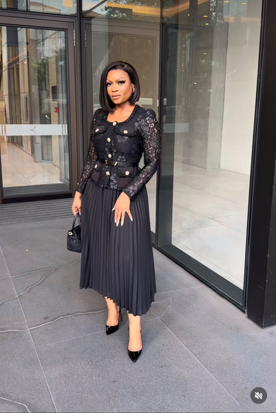 Black pleated dress