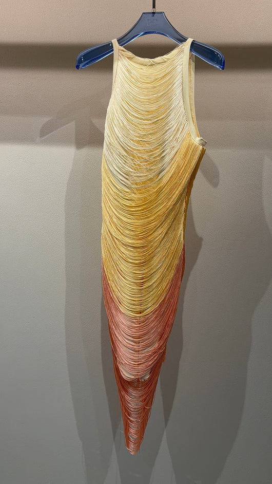 Sunset Draped Fringe Dress