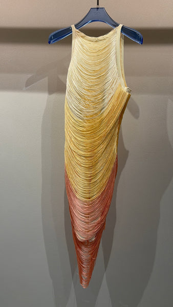 Sunset Draped Fringe Dress