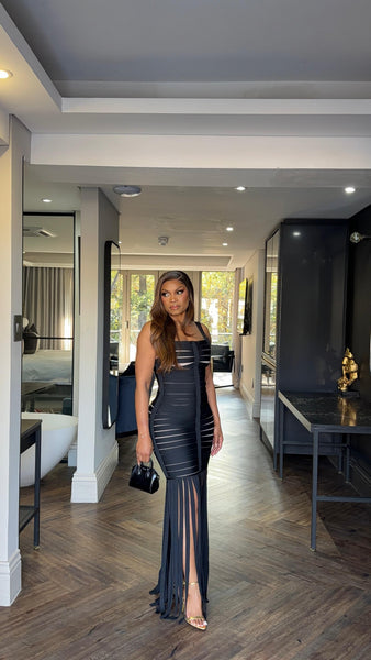 Nude and Black Tussel Dress
