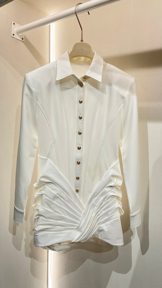 White gold button blazer