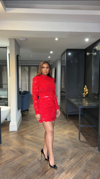 Red lace dress