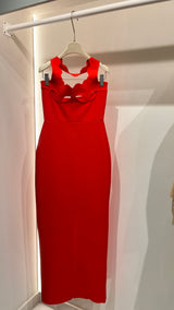 Open back red dress