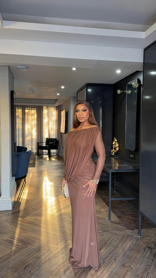 Brown fall off dress