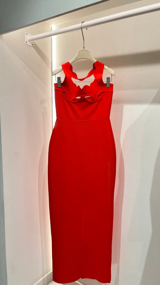 Open back red dress