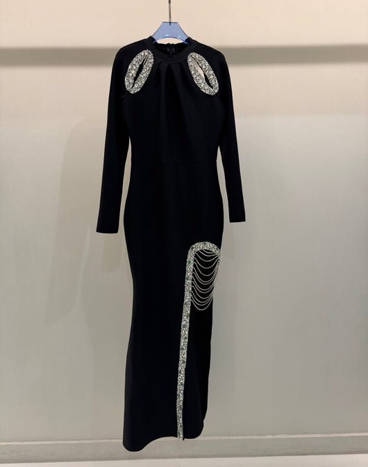 Black opened slit bandage