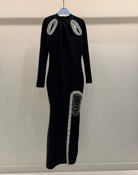 Black opened slit bandage
