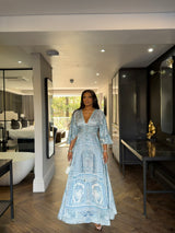 Valley Blue Silk Maxi Dress