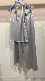 Grey silk pants set