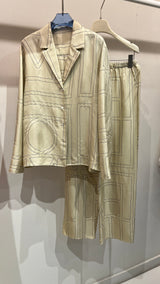 Nude pants silk set