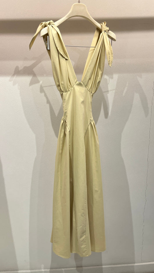 Mustard shoulder bow dress