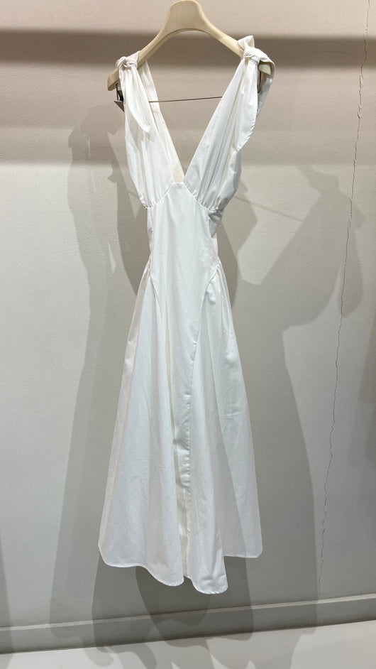 White shoulder bow dress
