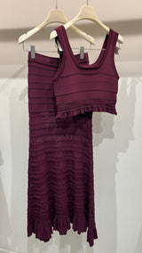 Burgundy crochet skirt set