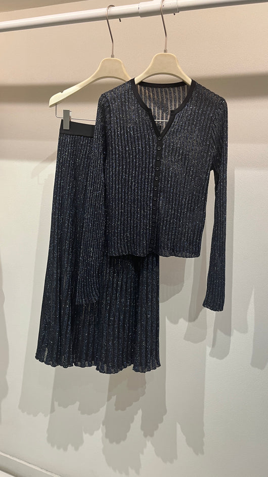Blue shimmer skirt set