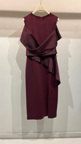 Burgundy silk wrap dress