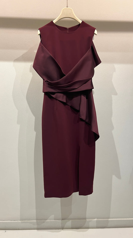 Burgundy silk wrap dress