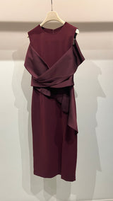 Burgundy silk wrap dress