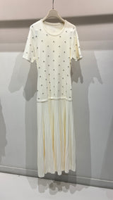 Shortsleeve cream pearly dress