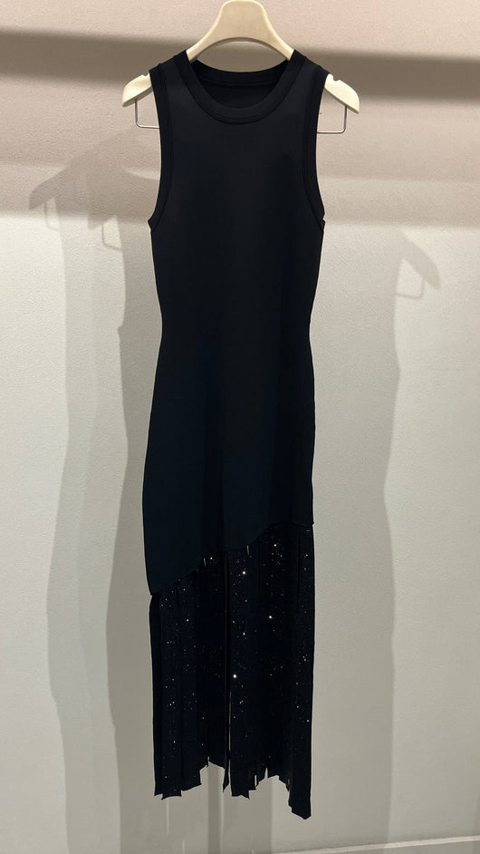 Black glitter tussle dress