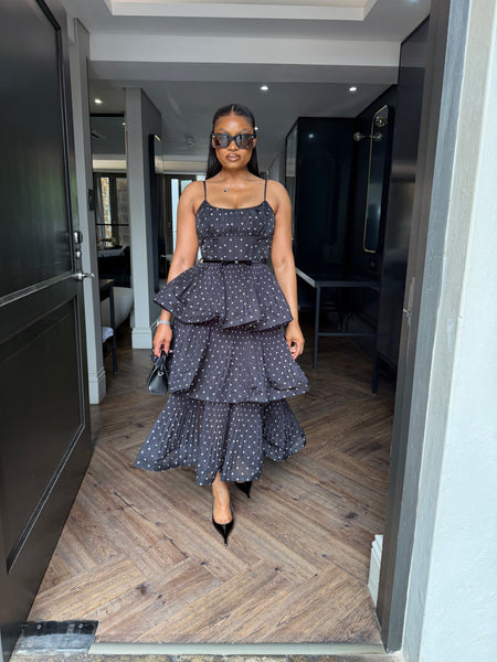 Polker dot black dress