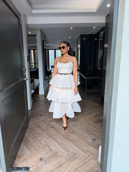 Polker dot cream dress