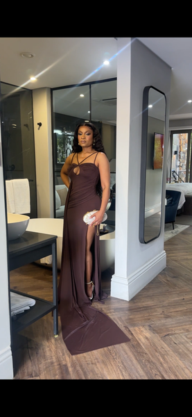 Chocolate Slit Dress (New Stock)