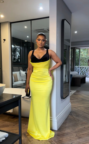 Butter yellow and black Dress (New Stock)
