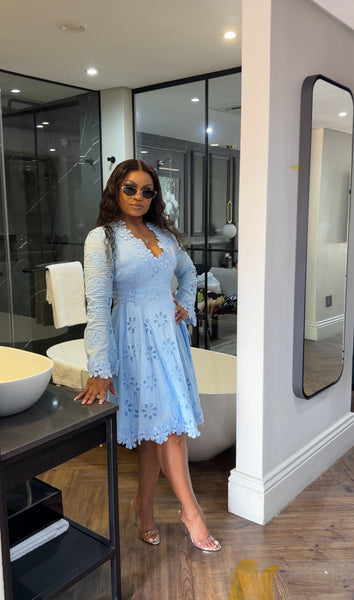 Blue long sleeve dress(new stock)