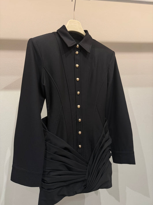 Black gold button blazer