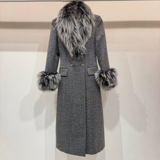 Grey fur coat