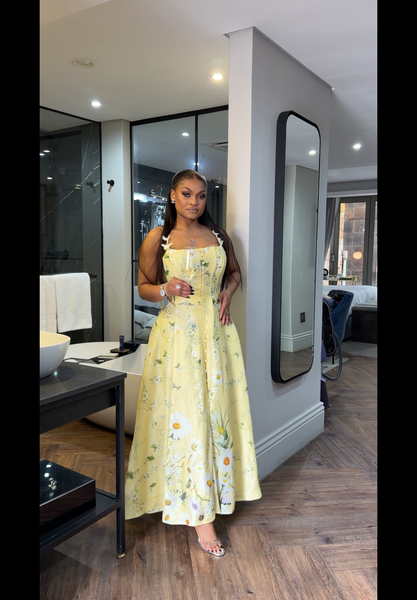 Yellow botanical dress