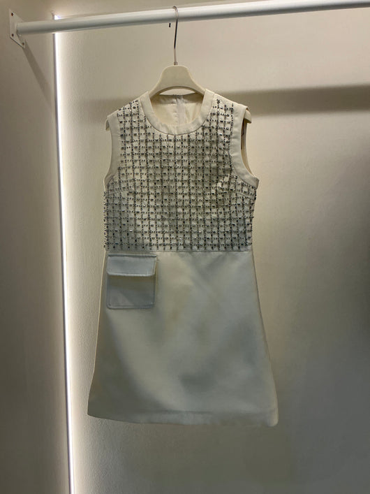 One pocket cream dress