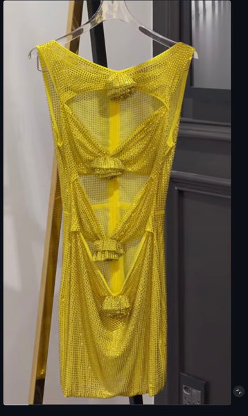 Yellow glitter dress
