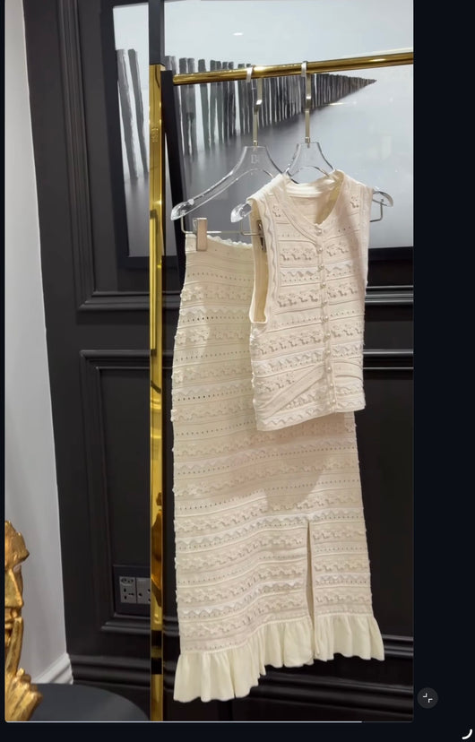 Cream crotchet set