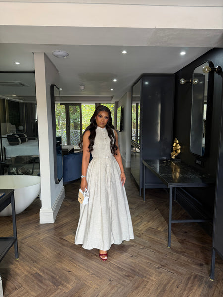 Pleated linen dress