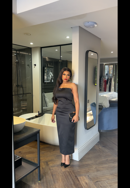 Black strapless dress