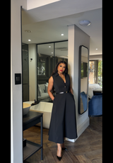 Black single button dress