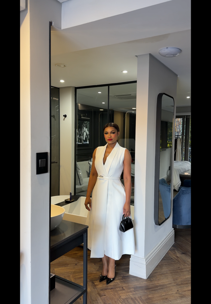 White flip over dress