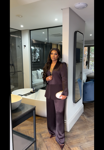 Burgundy silk suit