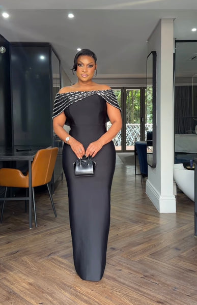 Diamanté Offshoulder Bandage Dress