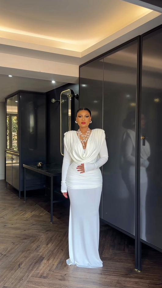 White Drapped Dress