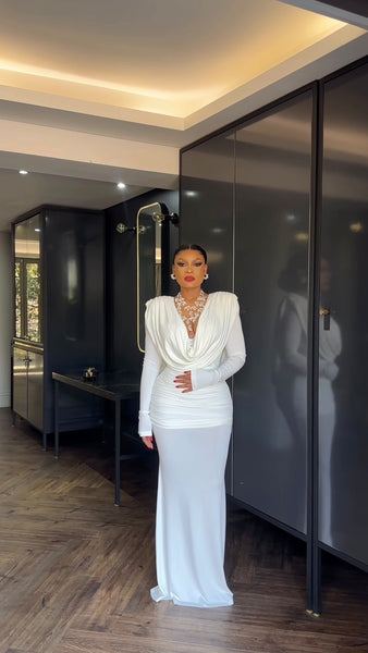 White Drapped Dress