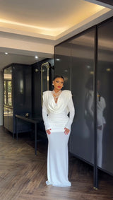 White Drapped Dress