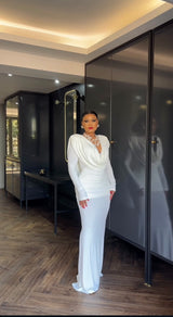White Drapped Dress