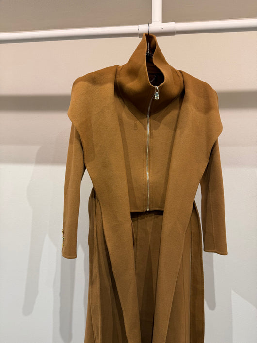 Camel zipper coat