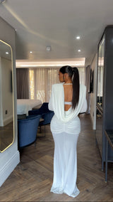 White Drapped Dress