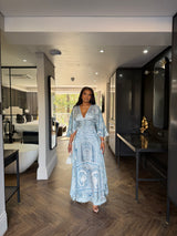 Valley Blue Silk Maxi Dress
