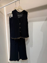 Black Crotchet Pant Set