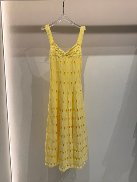Yellow preppy cutout dress